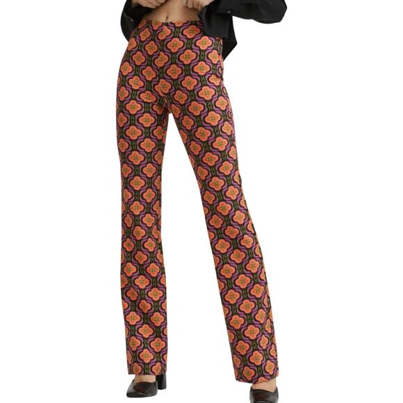 NWT Mango Vintage Inspired 70's Straight Leg Flared Pants Leggings Small - Picture 1 of 8